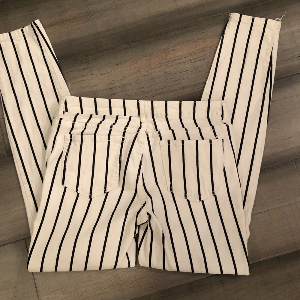 Forever 21 black and white stripe jeans
